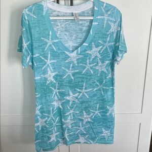 Aqua Starfish V-Neck Women's Tee